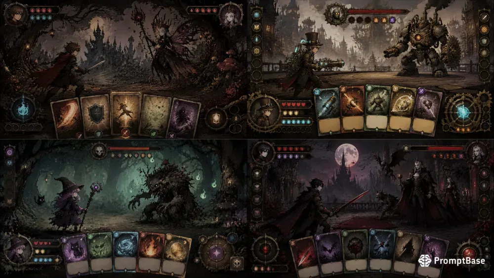 Roguelike Card Battle UI Mockups