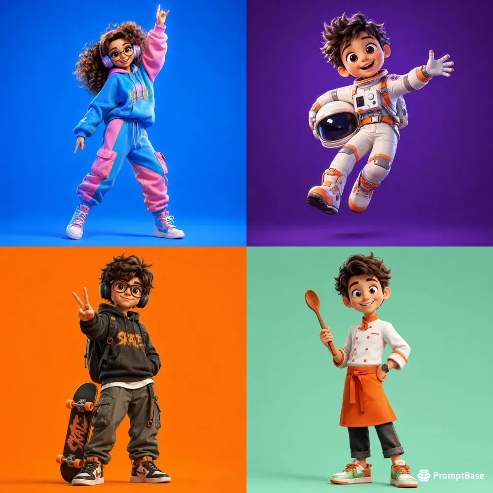 Vibrant 3D Cartoon Character Portraits