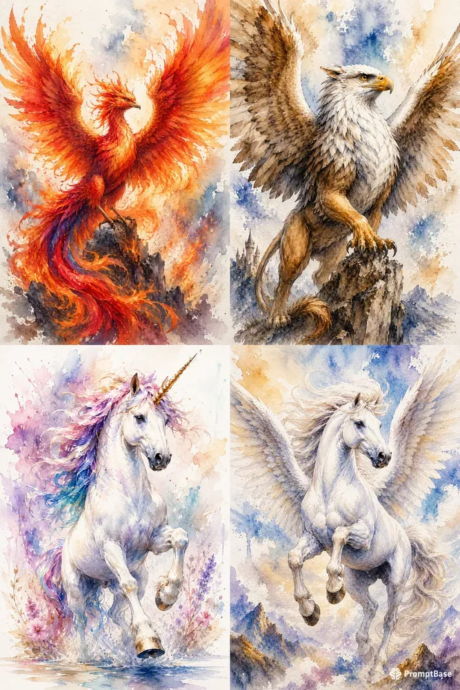 Mythical Watercolor Creatures