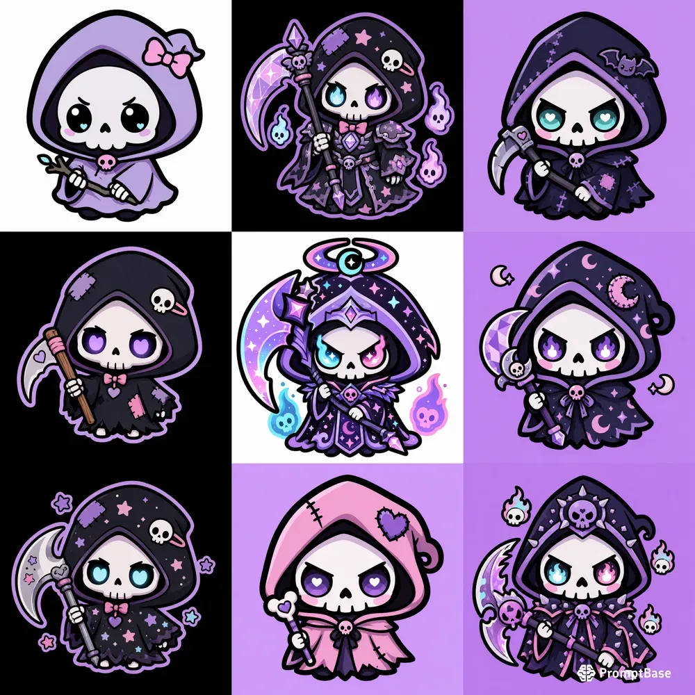 Kawaii Grim Reaper Sub Badges