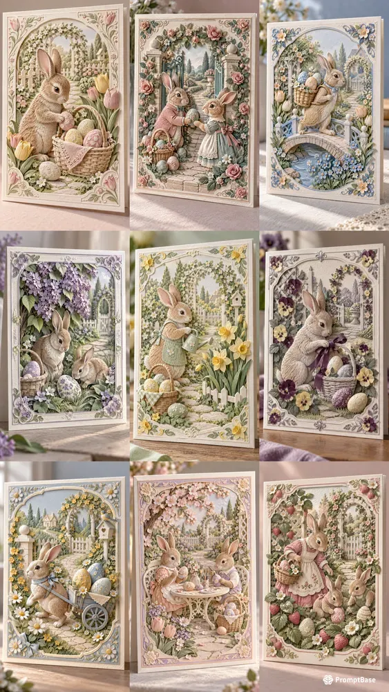Embossed Easter Garden Cards