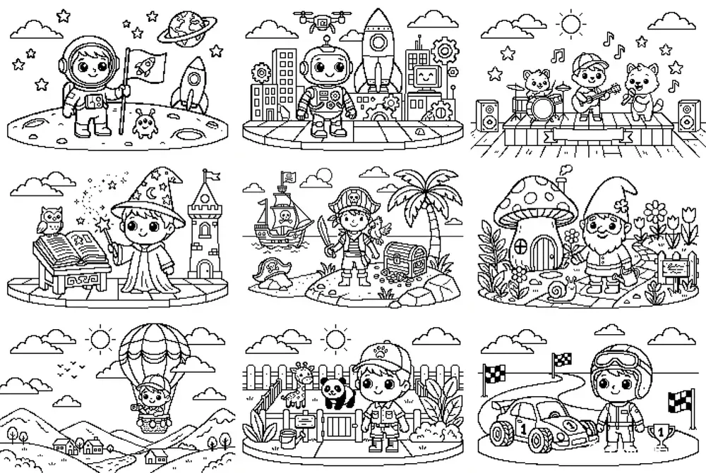 Pixel Style Adventure Kid Coloring Books