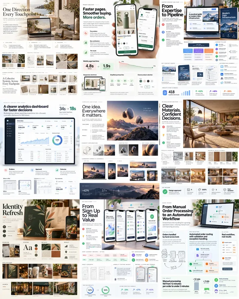 Freelance Portfolio Case Study Onepagers