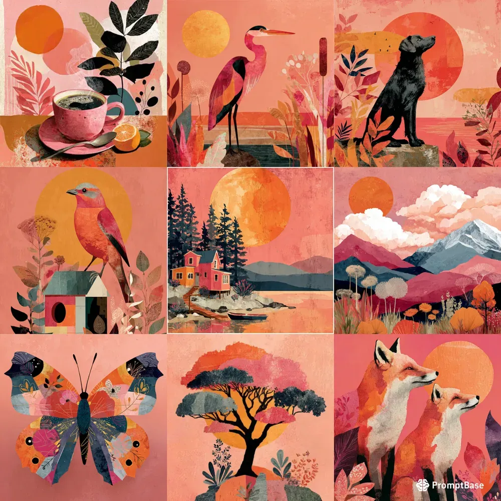 Collages Boho Warm Textured Folk
