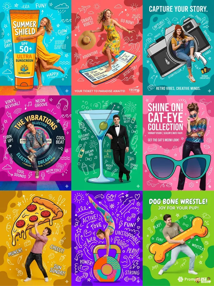 Playful Mixed Media Posters
