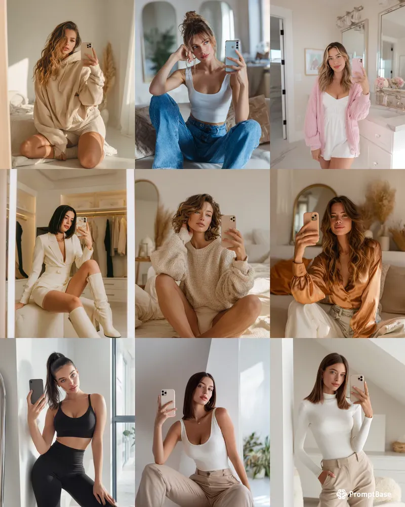 Influencer Mirror Selfie Photos