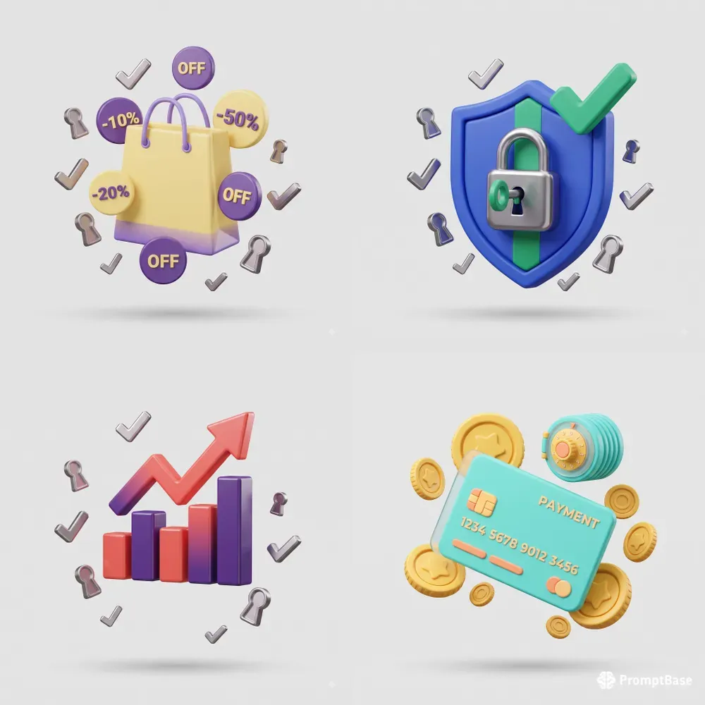 3D Isometric App Icons UI Design Systems