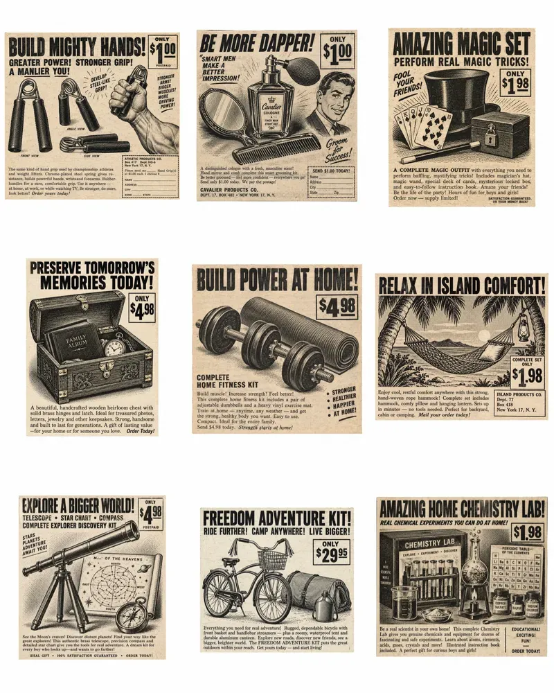 Vintage Comic Mailorder Ad Panels