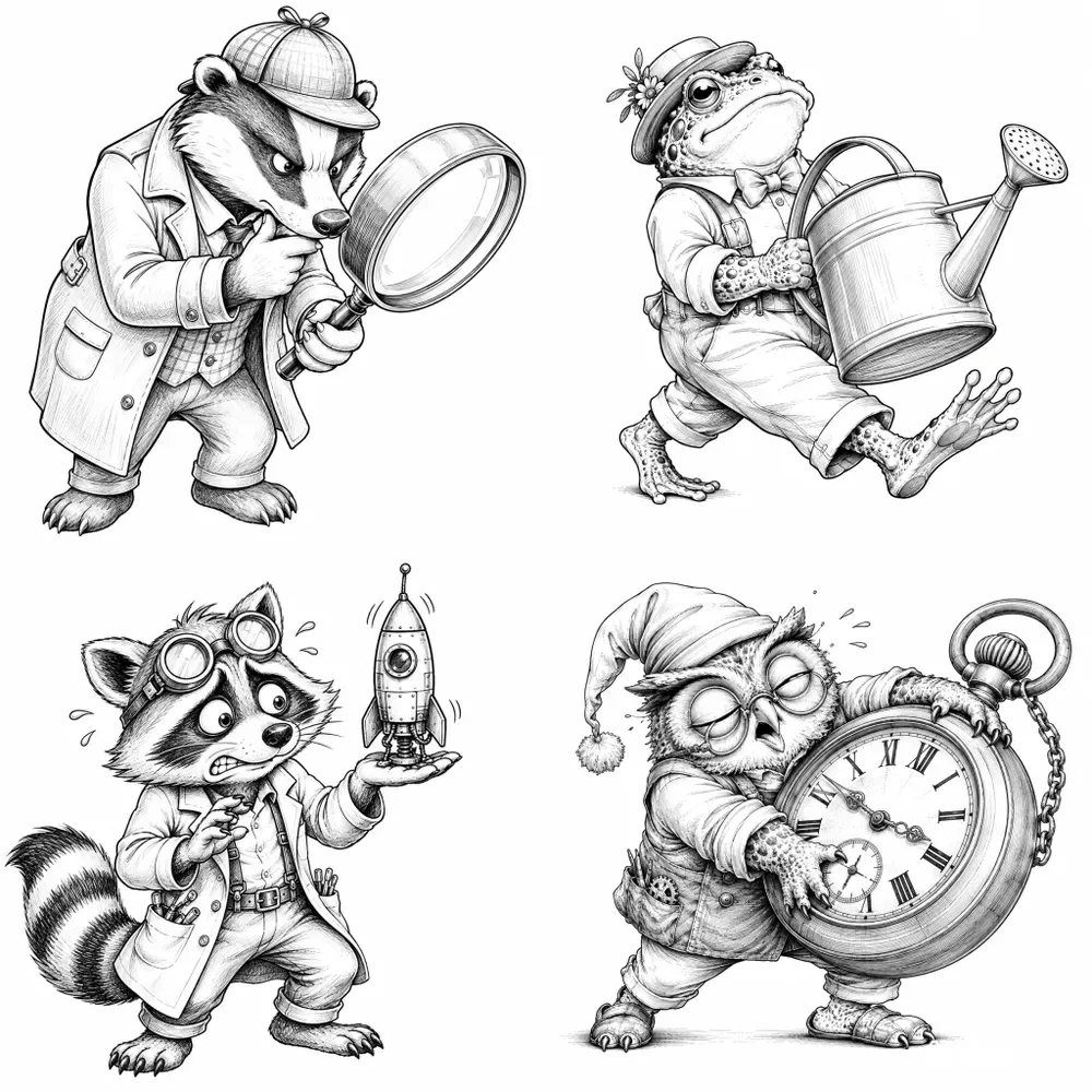 Vintage Cartoon Character Sketches