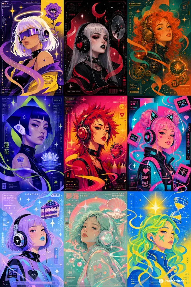 Retro Futuristic Cyber Pop Portraits