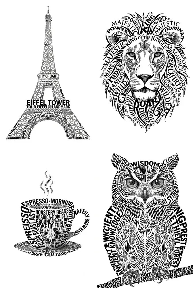 Minimalist Typographic Word Art Portraits