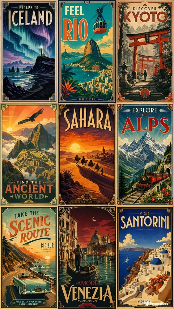 Cinematic Vintage Travel Posters
