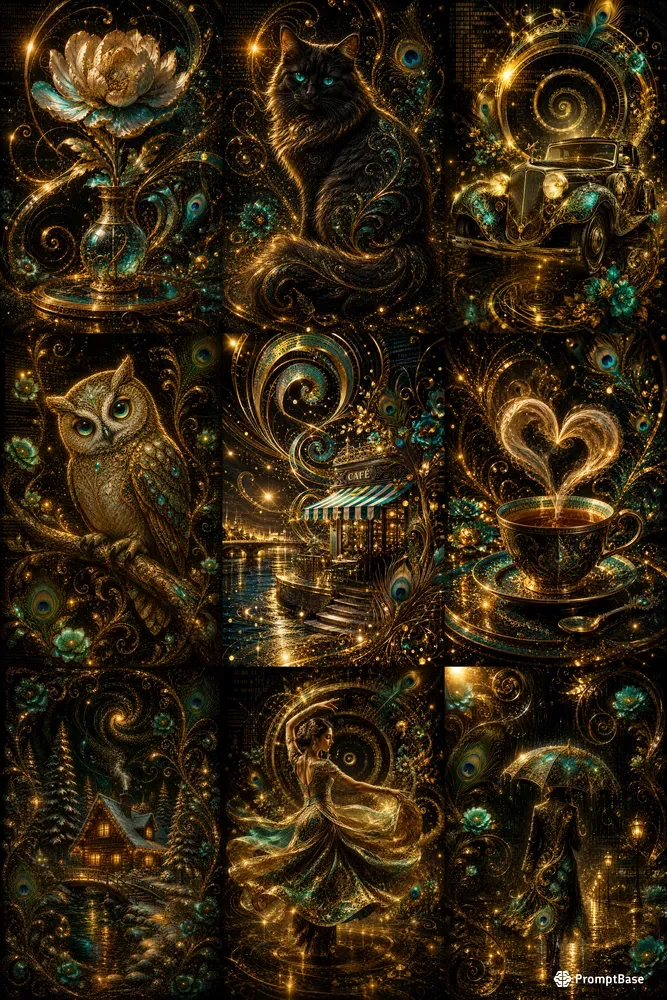 Ornate Golden Spiral Digital Baroques