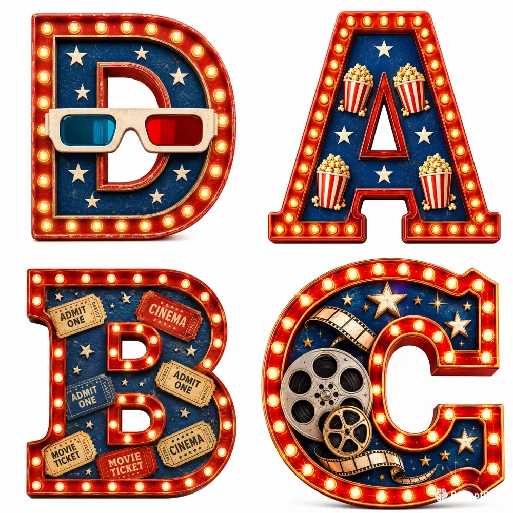 Vintage Marquee Alphabet Clipart
