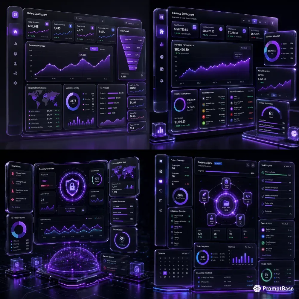 Futuristic 3D Dashboard Kits