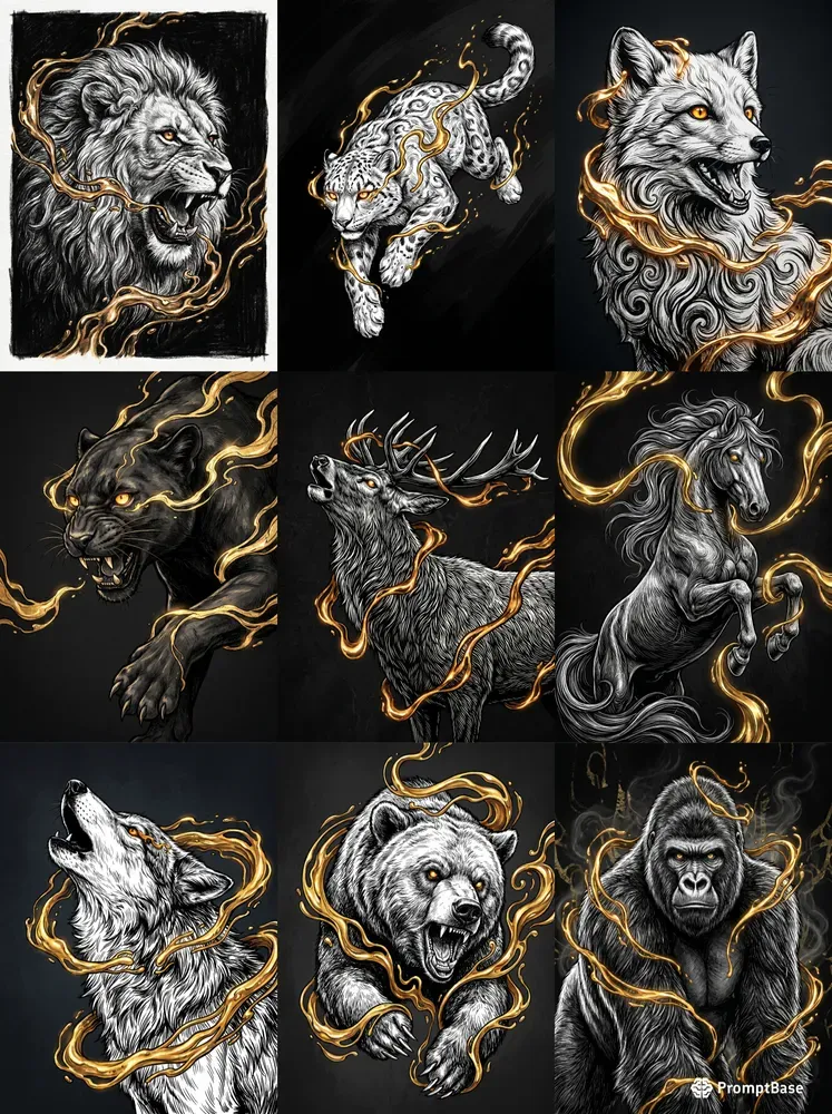 Gilded Monochrome Animal Noirs