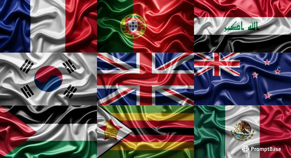 Realistic Satin Silk Flags