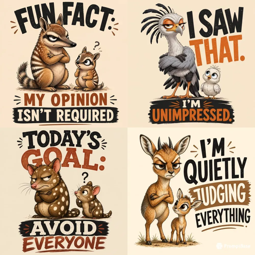 Funny Grumpy Animal Quote Tshirt Packs