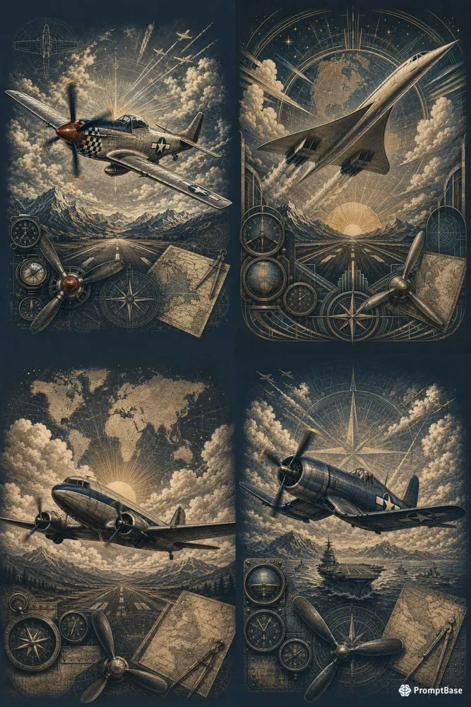 Vintage Aviation Apparel Design Engines