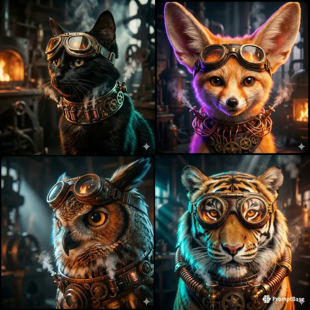 Cinematic Steampunk Animal Portraits