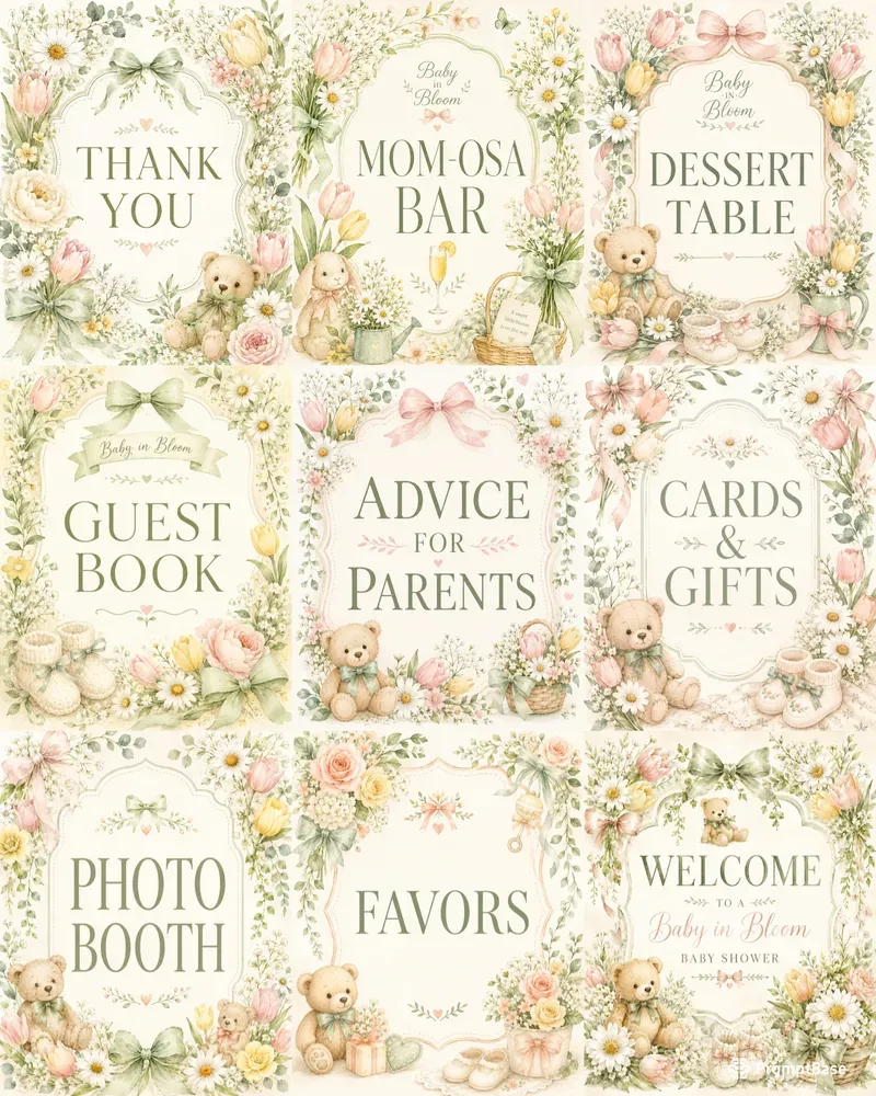 Baby In Bloom Shower Signs