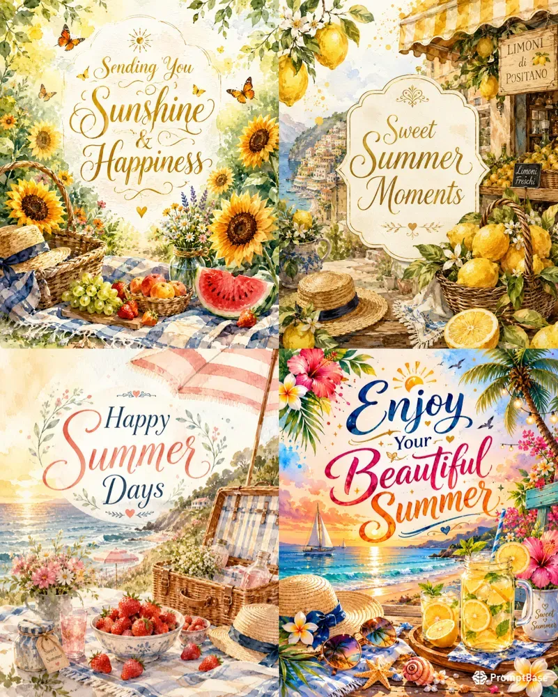 Watercolor Summer Greeting Cards