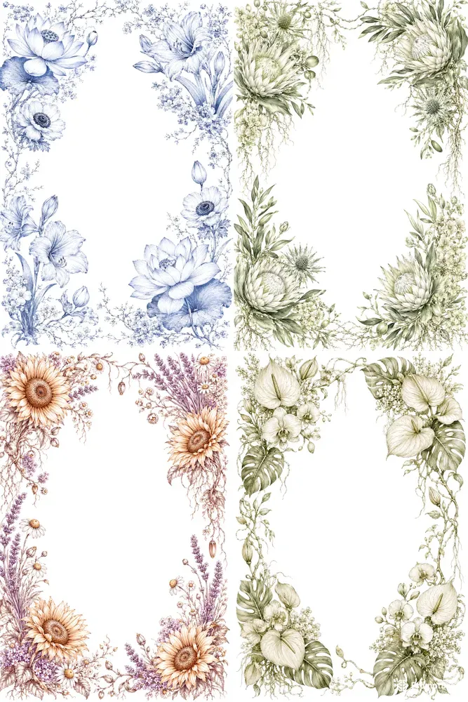 Vintage Botanical Ink Florals
