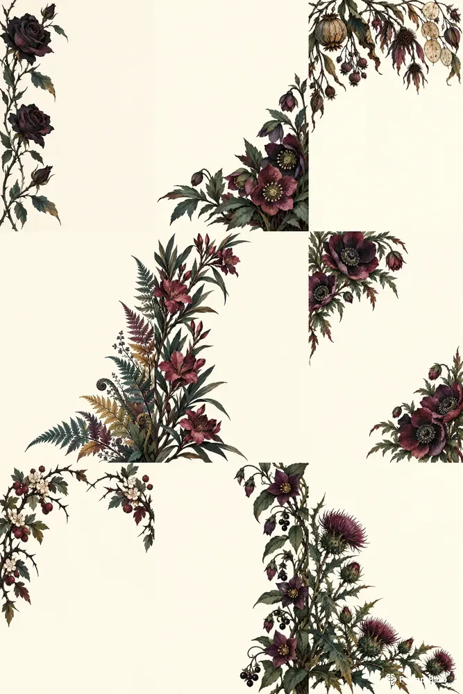 Gothic Botanical Stationery Sheets