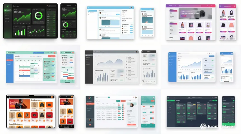 Modern Web Application UI Mockups