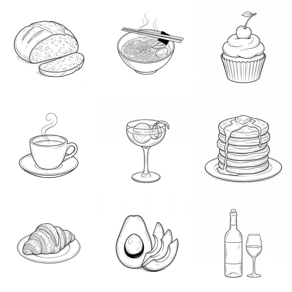 Food And Drink Ink Illustrations