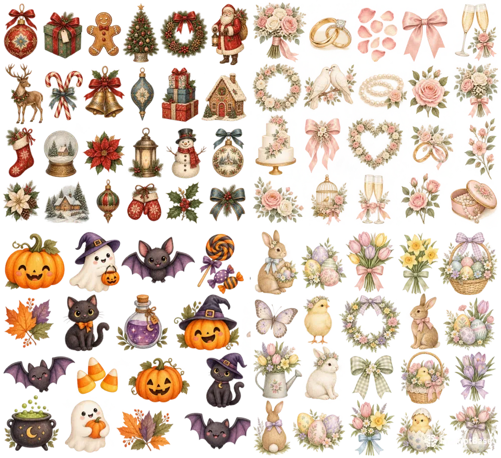 Vintage Christmas Clipart Bundles