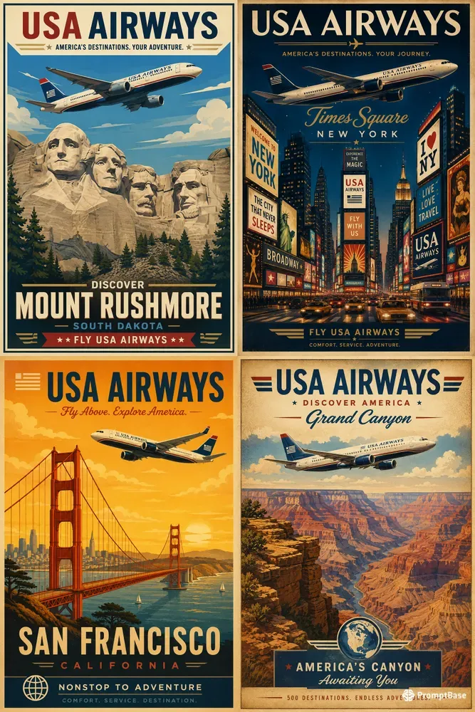 Usa Airways Vintage Travel Posters
