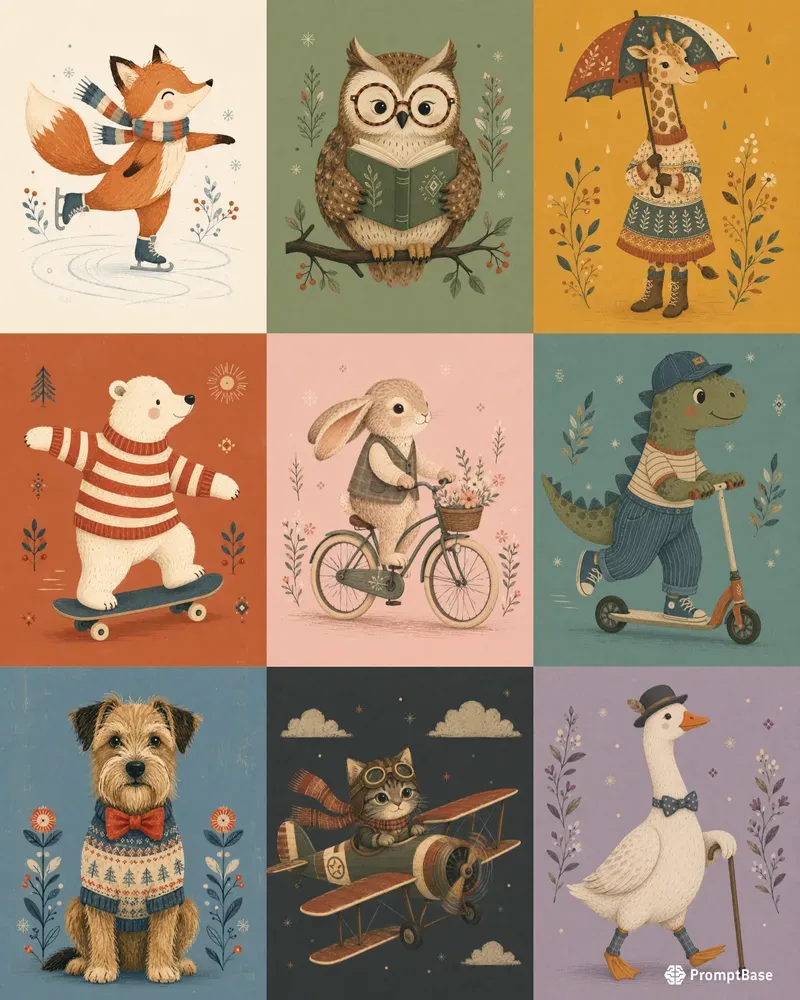 Nordic Folk Animal Character Portraits