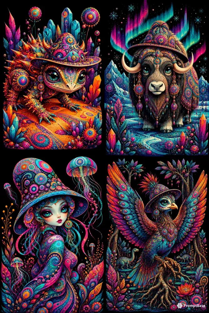 Vibrant Psychedelic Pop Surrealism Art