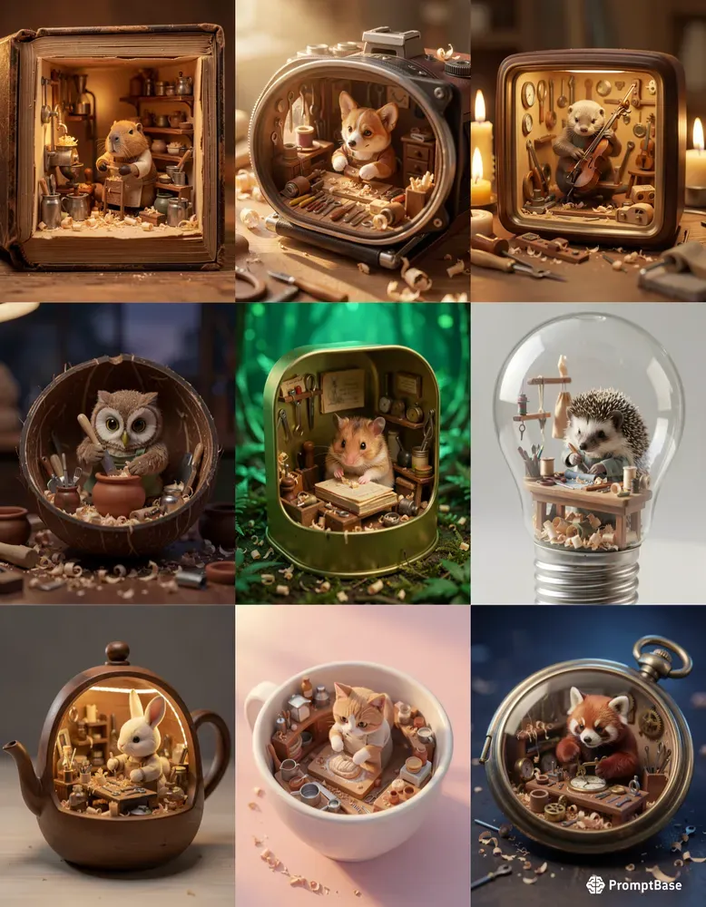 3D Animal Artisans Micro Dioramas