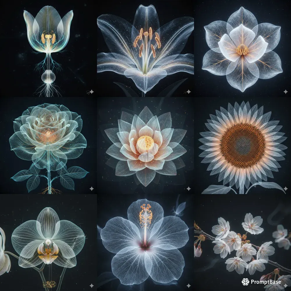 Ethereal Botanical Xray Art