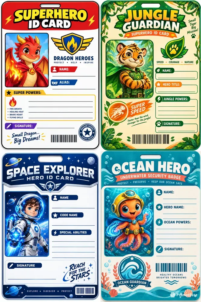 Superhero Id Card Templates