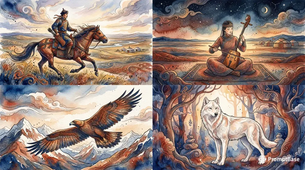 Nomadic Ethnic Folk Art Illustrations