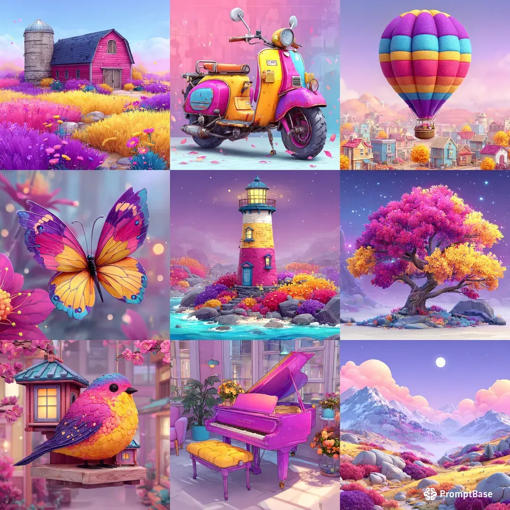 Render Cute Kawaii Vibrant Charms