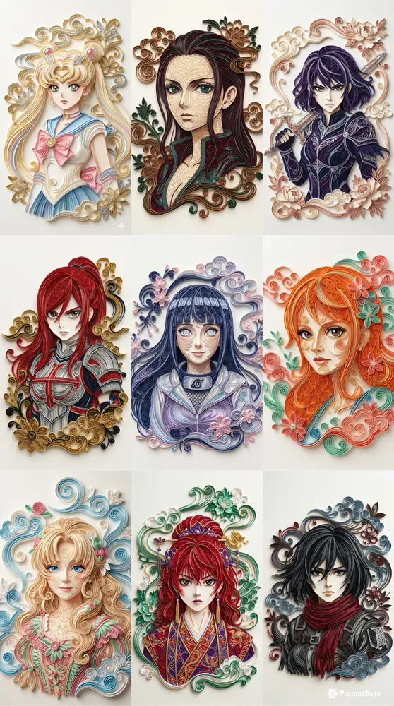 3D Paper Quilling Comic Portraits