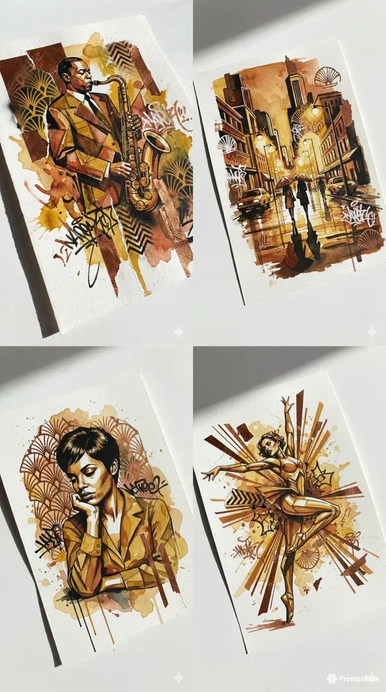 Abstract Portraits Art Deco Fusion