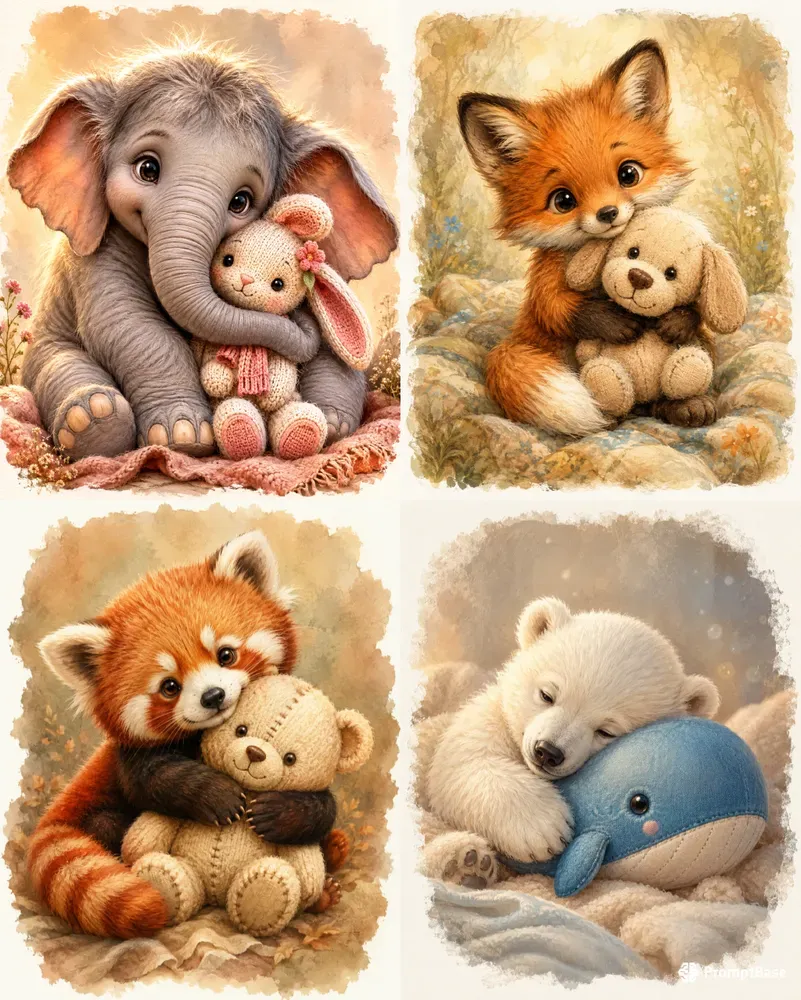 Whimsical Animal Plush Friend Portraits