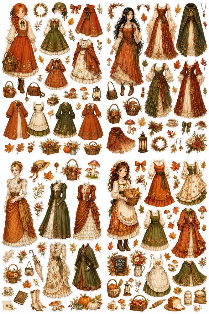 Autumn Dressup Doll Stickers