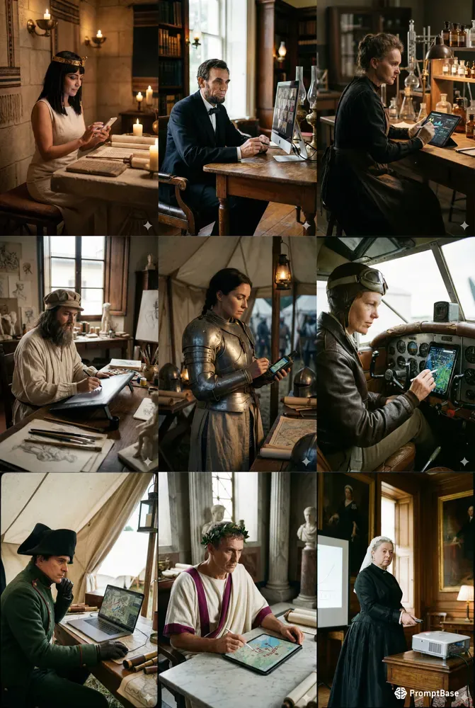 Historical Figures Using Modern Tech