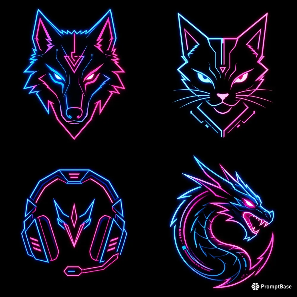 Cyberpunk Neon Minimalist Logos