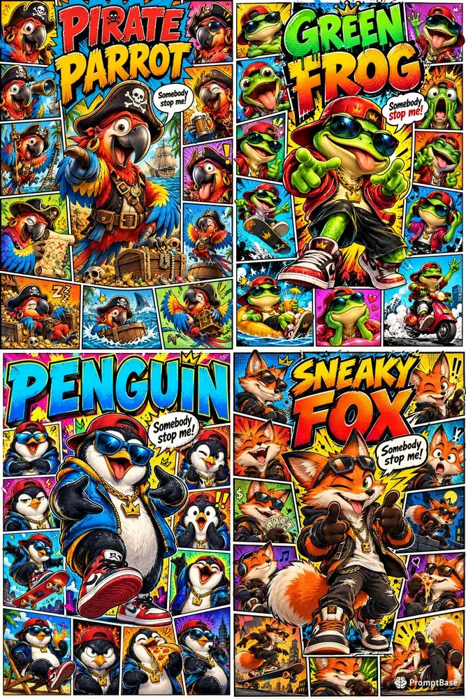 Comic Character Collage Posters