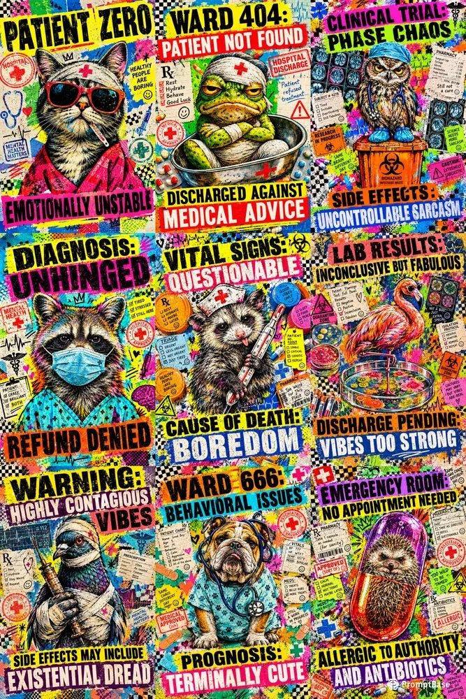 Ironic Medical Animal Poster Designs