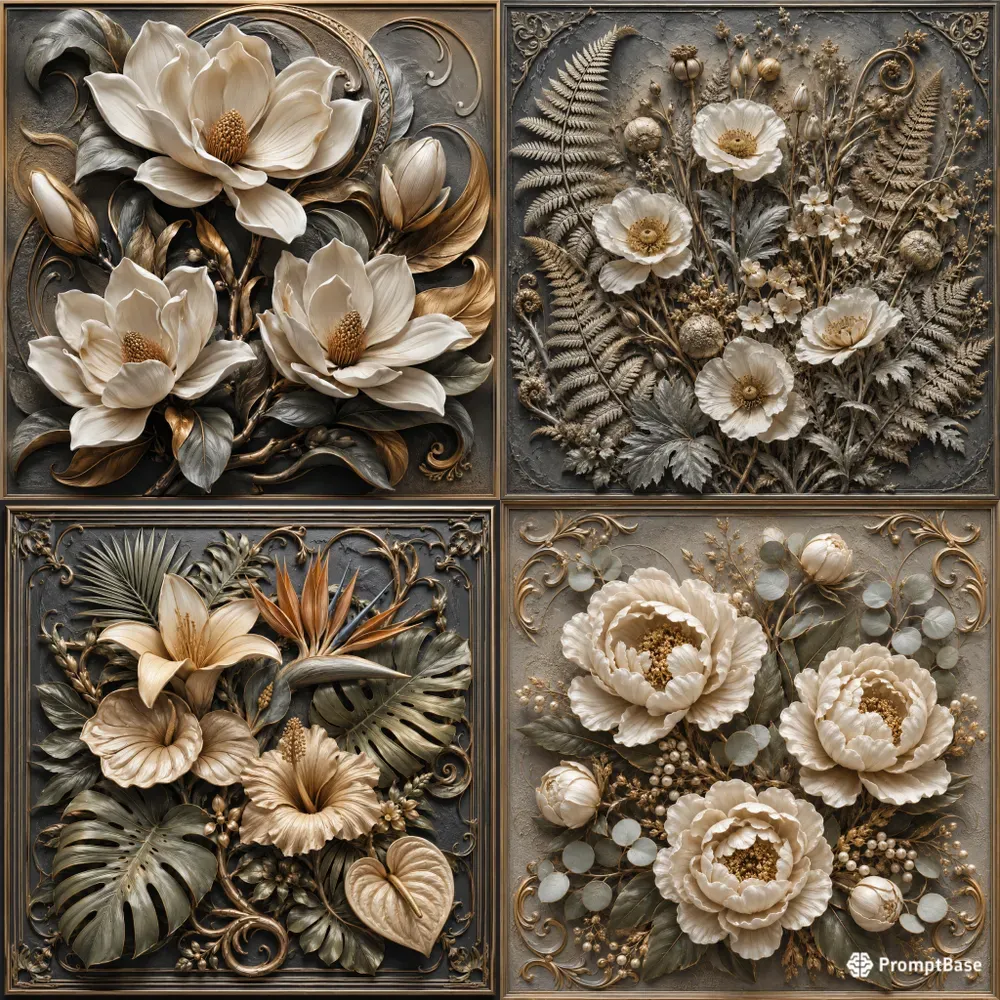 Sculpted Floral Reliefs
