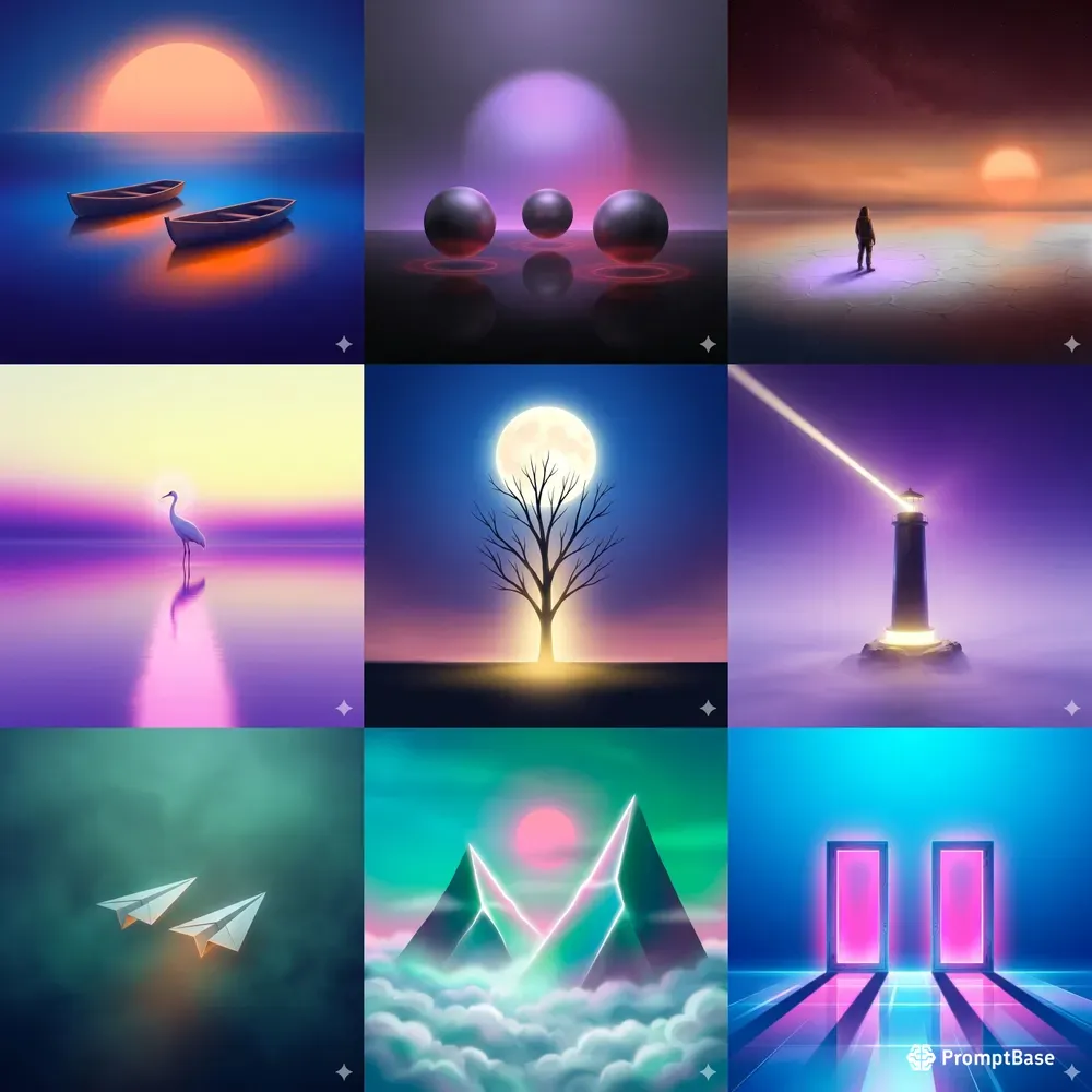 Neon Glow Dreamcore Digital Paintings
