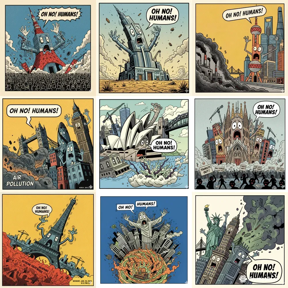 Satirical City Crisis Cartoon Psas